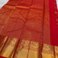 Kumkum Red Floral Jaal Pure Silk Kanchipuram Saree with Grand Gold Peacock & Yazhi Border: view 3