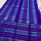 Turquoise Blue pure silk Kanchi Pattu saree, Varisaipet weave with Royal Purple border — folded view