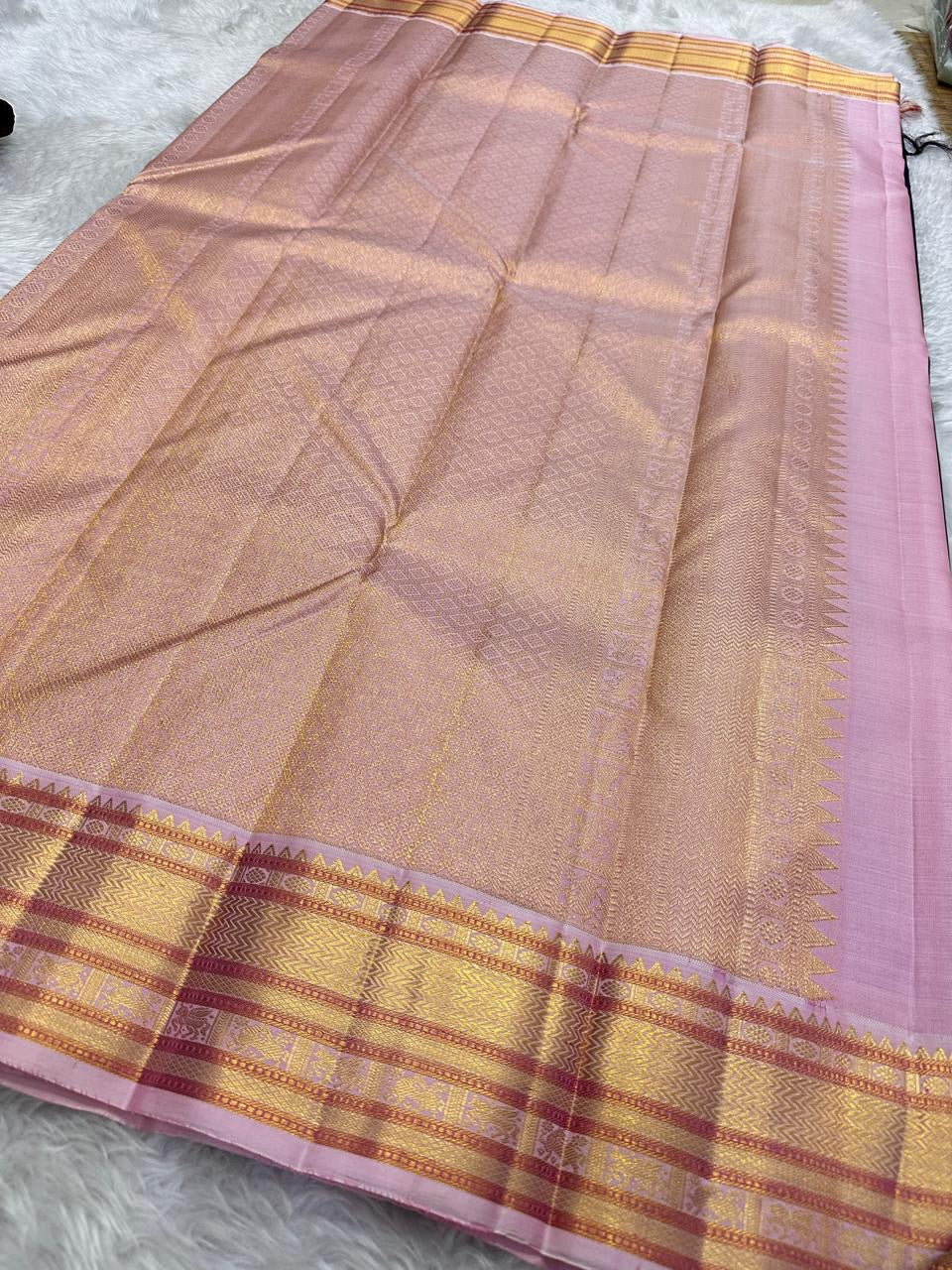 Varisaipet Kanjivaram silk saree – paisley zari motif detail — Idam Living