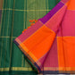 Vadamalli magenta Kanchi Kattam Kanchipuram silk saree, folded with running blouse piece