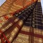 Kanchipattu silk saree in dark cocoa brown with burnt orange border Varisaipet Korvai weave traditional zari detail