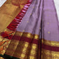 Kanchipattu silk saree in smoky lavender with deep maroon border Varisaipet Korvai weave traditional zari detail
