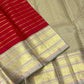 Veldhari striped Kanjivaram silk saree in red