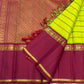 Kili Pachai Green Handwoven Pure Silk Kanjipuram Saree with Rettapet Border and Veldhari Stripes, contrasting zari border detail