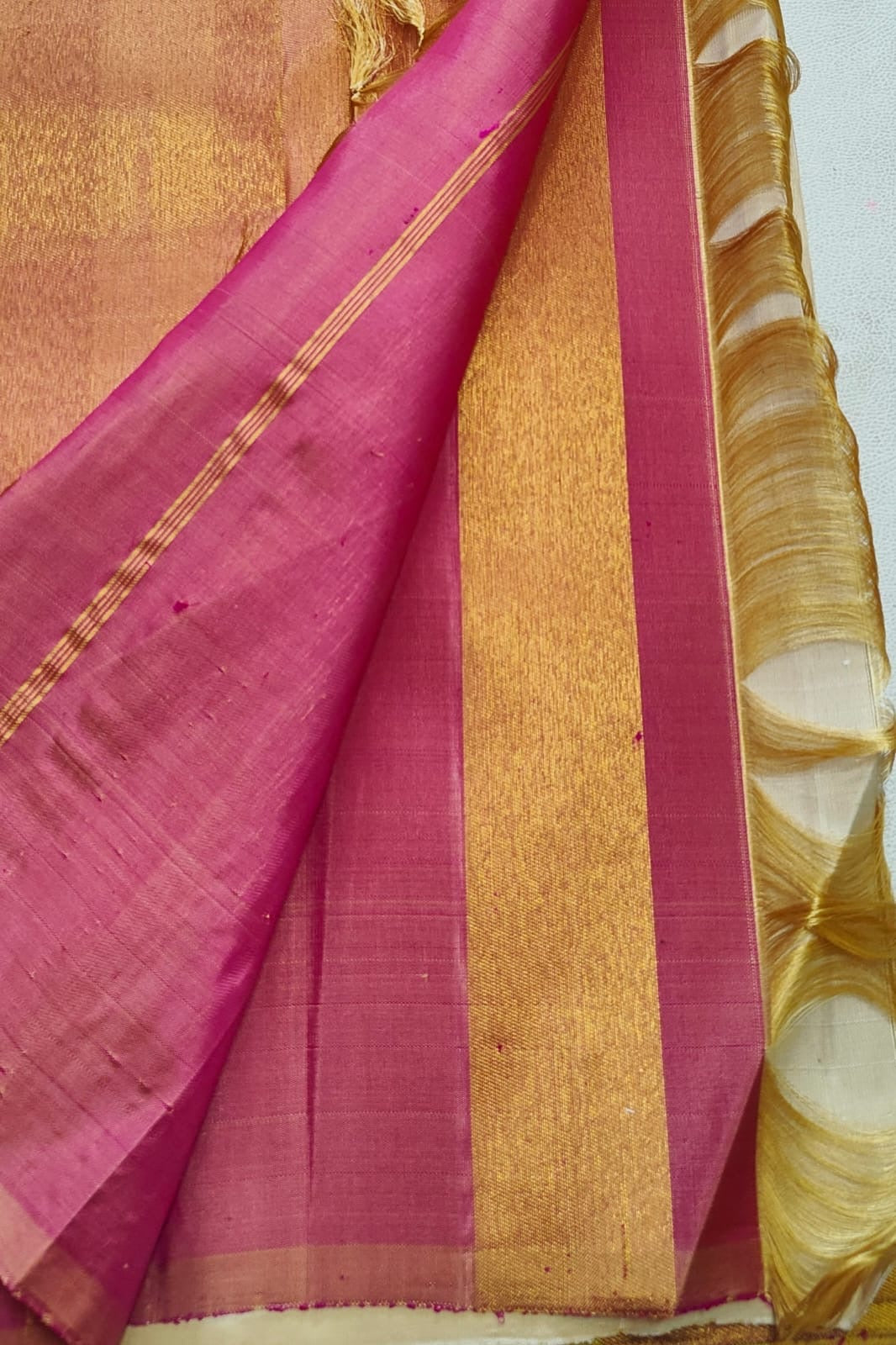 Venpattu Ivory Pure Silk Kanchipuram Ettukol Saree with Multicolour Temple Border