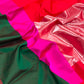 Close view of vermilion Pattu Silk Chanderi with lustrous Mashru Silk border