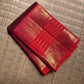 Deep Plum Handwoven Pure Silk Kanchipuram Zari Kattam Saree with Vermilion Elephant Zari Border – border detail view