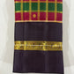 Vermilion and green Kanjeevaram saree with gold zari kattam handwoven in Kanchipuram