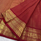 Vermilion Red pure silk Kanchipuram saree — needle stripe