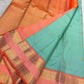Aqua Mist Handwoven Pure Silk Kanjeevaram Saree with Rettapet Twin Border Weave