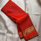Vermilion Orange Handwoven Pure Silk Kancheepuram Saree with Zari Kattam and Elephant Border