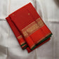 Vermilion Orange Handwoven Pure Silk Kancheepuram Saree with Zari Kattam and Elephant Border