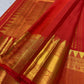 Vermilion Red Handwoven Pure Silk Kancheepuram Saree with Kamalam Diamond Butta and Temple Border