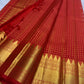 Vermilion Red Handwoven Pure Silk Kancheepuram Saree with Kamalam Diamond Butta and Temple Border