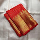 Vermilion Red Handwoven Pure Silk Kancheepuram Saree with Kamalam Diamond Butta and Temple Border