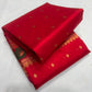 Vermilion Red handloom Pattu Silk Chanderi saree with gold buttas, colourful floral border and luminous gold pallu