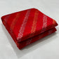 Vermilion Red handloom Chanderi silk saree with orange and rose-pink woven stripe pattern