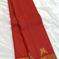 Vermilion red Pure Silk Kanjivaram Vairaoosi saree with Kili motifs, detail view 3