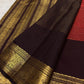 Vermilion red handwoven pure silk Kanjivaram saree – silk body view