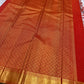 Vermilion Red Kanjipuram silk saree, included blouse piece — Idam Living