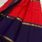 Vermilion Red Kanjeevaram silk saree, body weave texture close-up (view 2) — Idam Living