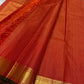 Vermilion Red Kanjipuram silk saree, Zari Kattam grid close-up — Idam Living