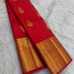 Vermillion red pure silk Kanchipuram Butta saree, view 2