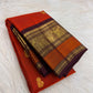 Vermilion Red Kanjeevaram Saree — body close-up showing gold zari buttas