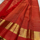 Vermilion Red Handwoven Pure Silk Kanchipuram Saree with Gaja Elephant Border