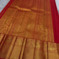 Vermillion red pure silk Kanchipuram Butta saree, view 3