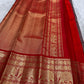 Vermilion Red Kanchipuram border with large traditional gold zari elephant motifs
