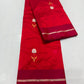 Sweet chilli red Pattu Silk Chanderi handloom saree, full saree view
