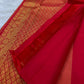 Traditional Butta Kanchipuram saree in vermilion red and warm gold