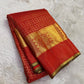 Vermilion Red Handwoven Pure Silk Kanchipuram Saree with Gaja Elephant Border