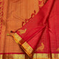 Vermilion red pure silk Kancheepuram Vairaoosi saree, draped front view