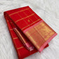 Vermilion Red pure silk surface showing its warm kumkum-like tone and natural silk sheen.