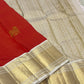 Vermilion Red Pure Silk Kanjivaram Butta saree with Warm Ivory broad border