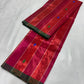 Vermilion Red and Rani Pink Tissue Silk Chanderi saree, full drape with jari-striped pallu