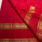 Close view of traditional gold zari ornamental motifs on Vermilion Red Rettapet border.