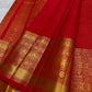 Vermilion Red Handwoven Pure Silk Kanchi Pattu Saree with Varisaipet Weave and Grand Antique Gold Zari Border