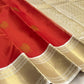 Vermilion Red and Warm Ivory handwoven Pure Silk Kanjivaram saree