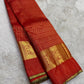Vermilion Red Handwoven Pure Silk Kanchipuram Saree with Gaja Elephant Border