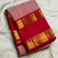 Vintage Rose and Ruby Red Handwoven Pure Silk Kanchipuram Saree with Rettapet Border