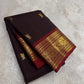 Deep maroon border pure Kanchipuram silk saree – front view