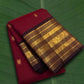 Vermillion red korvai Kanjivaram silk saree with small zari butta and black border – Idam Living