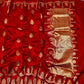 Full Vermillion Red handloom Chanderi silk saree with multicolour woven border and broad metallic pallu