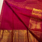 Vibrant Raspberry Pink Pure Silk Kanchipuram Butta Saree - full saree view