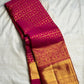 Vibrant Raspberry Pink Pure Silk Kanchipuram Butta Saree - intricate zari motifs detail