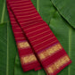 Vibrant red handwoven Kanjivaram pure silk saree with seepu reku body and rettapet vanasringaram border — Idam Living