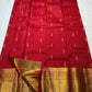 Oosi vaanam weave body close-up on vibrant red Kanjivaram pure silk saree — Idam Living